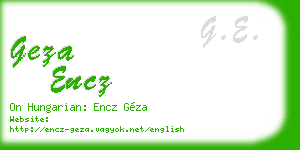 geza encz business card